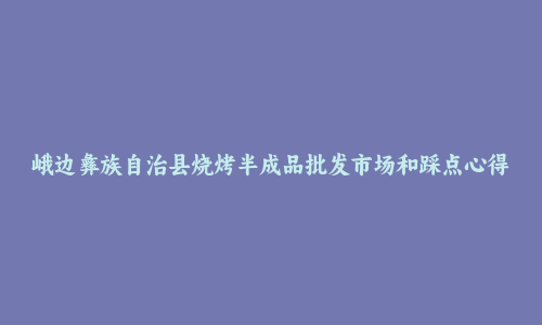 峨边彝族自治县烧烤半成品批发市场和踩点心得